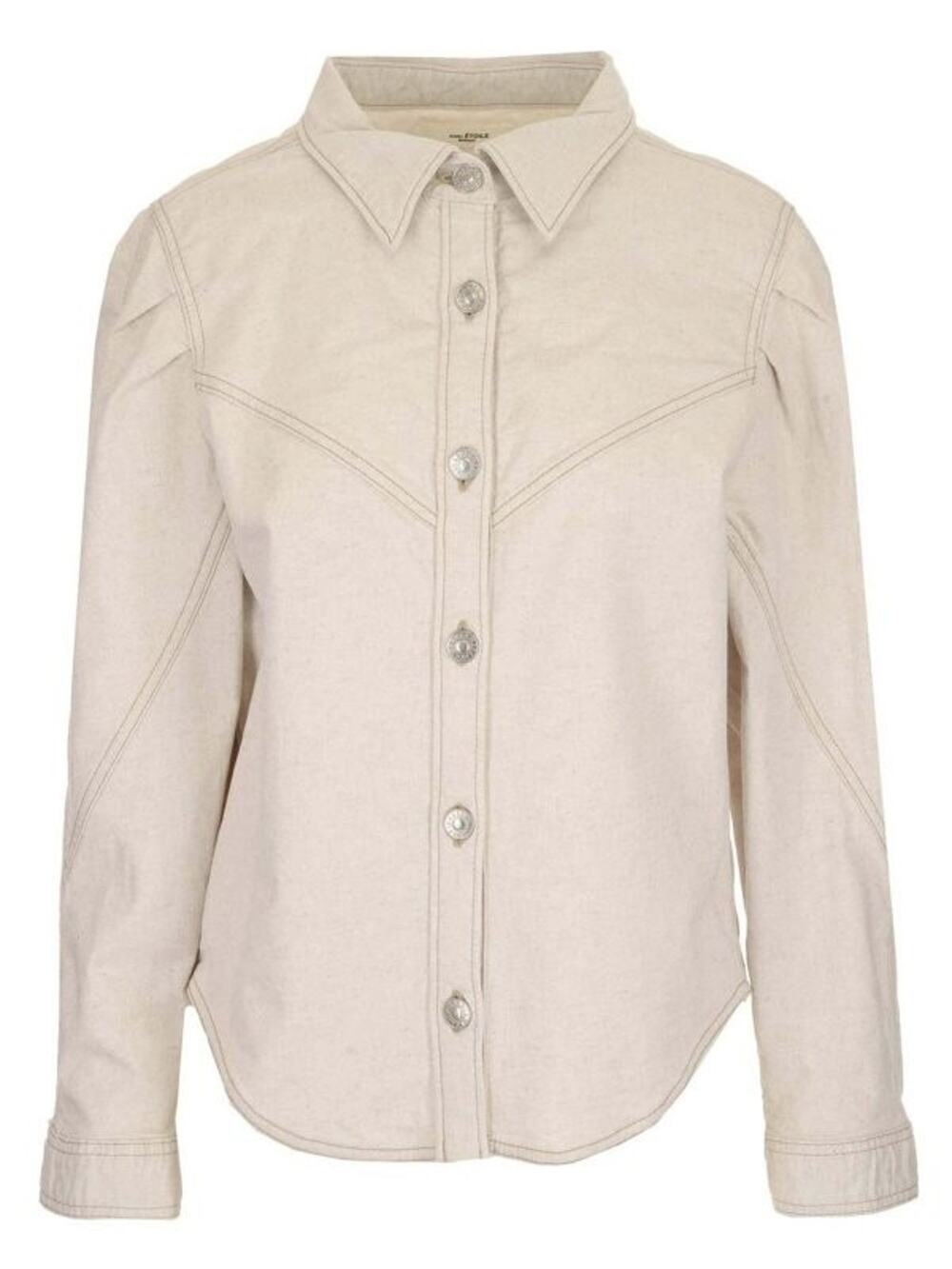 Isabel Marant Etoile Women's 34 Ecru Leona Cotton Linen Button Up Shirt NWOT